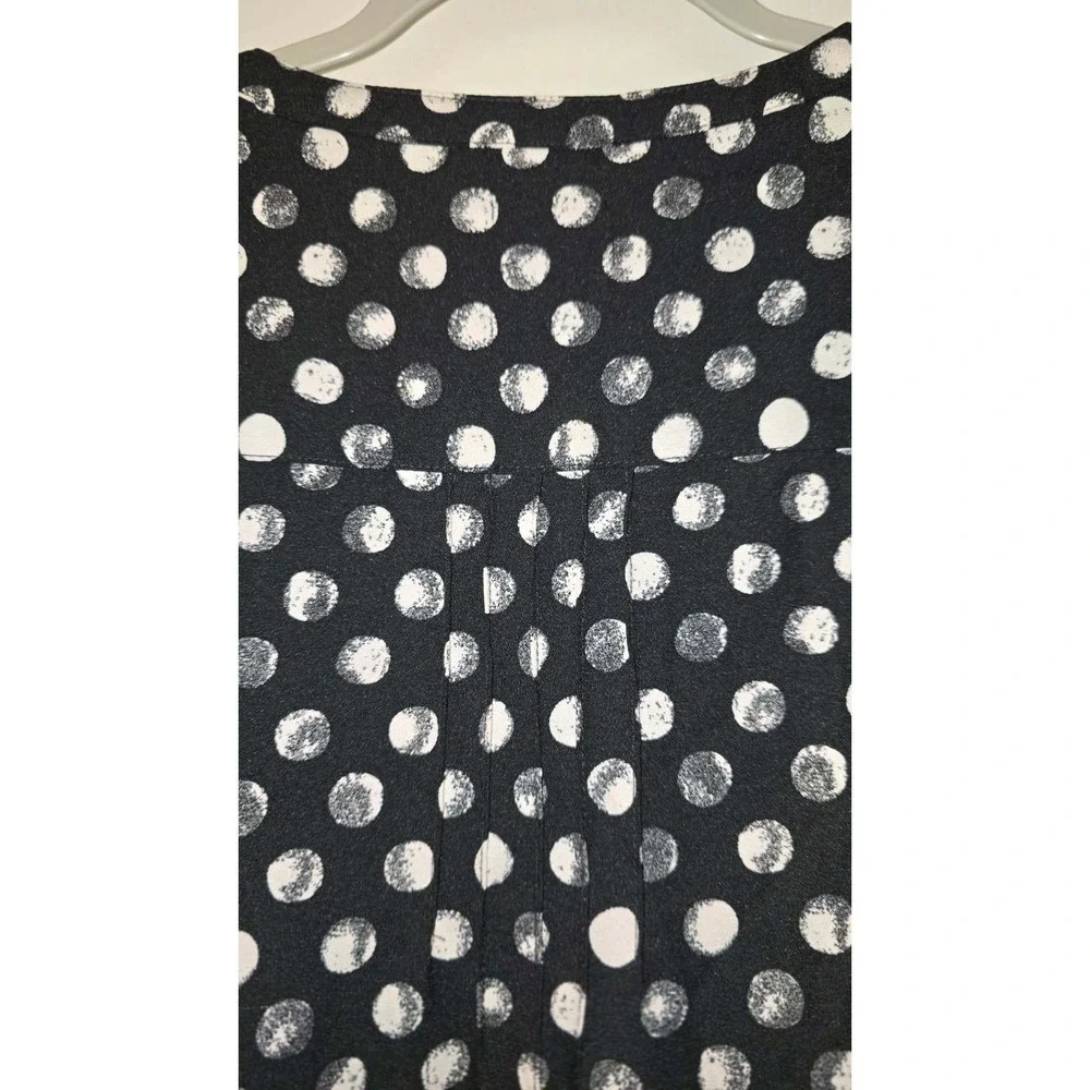 Merona Women's Black Polka Dot‎ High Low Shirt Long Sleeve Pockets Dress Size L